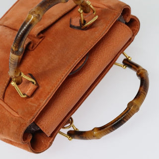Gucci Vintage Bamboo Front Pocket Tote Suede
