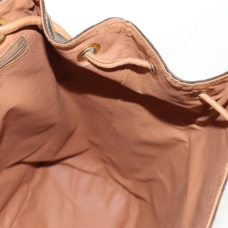 Celine Vintage Drawstring Flap Backpack Macadam Coated Canvas