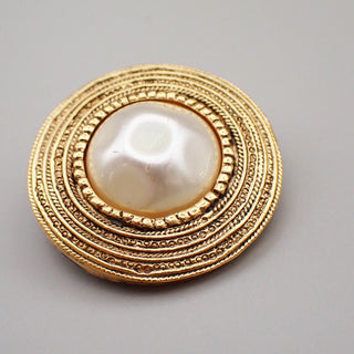 Chanel Vintage Round Clip-On Earrings Metal with Faux Pearl