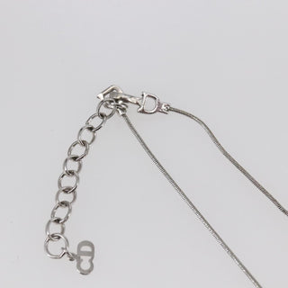 Christian Dior Bow CD Pendant Necklace Metal with Crystal