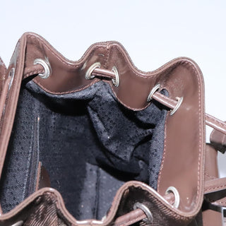 Gucci Vintage Bamboo Backpack Nylon and Patent Leather