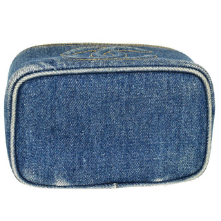 Chanel Vintage Timeless Zip Around Vanity Case Denim
