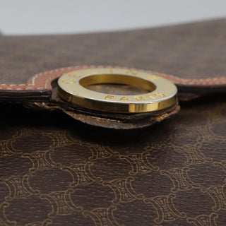 Celine Vintage Macadam Circle Logo Shoulder Bag Canvas and Leather