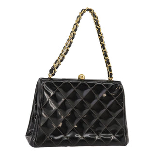 Chanel Vintage Chain Frame Bag Quilted Patent