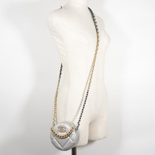 Chanel 19 Round Clutch with Chain Quilted Leather