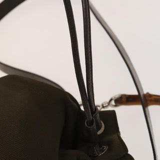 Gucci Vintage Bamboo Bucket Bag Nylon and Leather