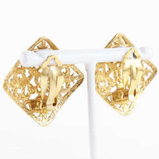 Chanel Vintage CC Square Clip-On Earrings Metal