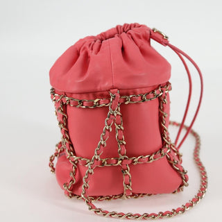 Chanel Chain Frame CC Drawstring Bucket Bag Lambskin