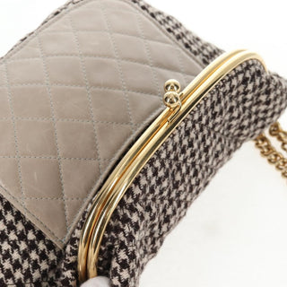 Chanel Tabatiere Kisslock Fold Over Bag Tweed with Quilted Calfskin