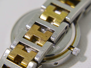 Hermes Clipper Quartz Watch Stainless Steel with Plated Metal and Mother of Pearl