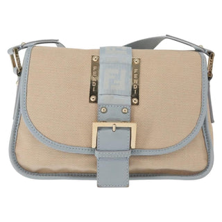 Fendi Logo Flap Shoulder Bag Canvas