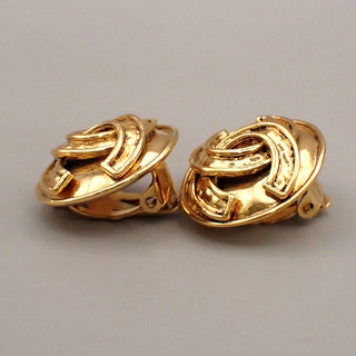 Chanel Vintage Round CC Clip-On Earrings Metal