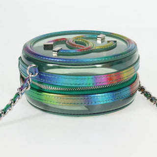 Chanel Filigree Round Clutch with Chain Vinyl