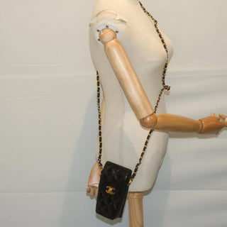 Chanel Vintage CC Flap Phone Holder Crossbody Bag Quilted Patent