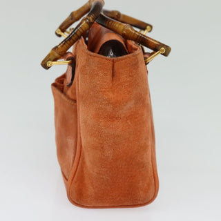 Gucci Vintage Bamboo Front Pocket Tote Suede