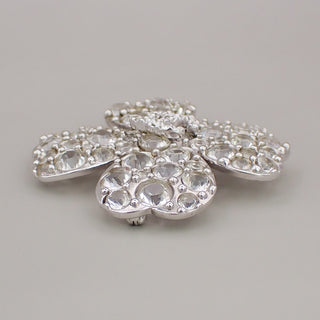 Chanel Coco Clover Brooch Crystal Embellished Metal