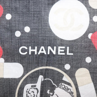 Chanel Scrunchie and Square Scarf Hair Tie Set Printed Silk