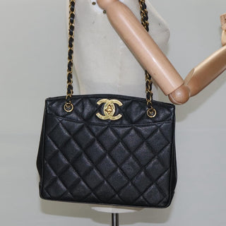 Chanel Vintage CC Lock Pocket Chain Tote Caviar