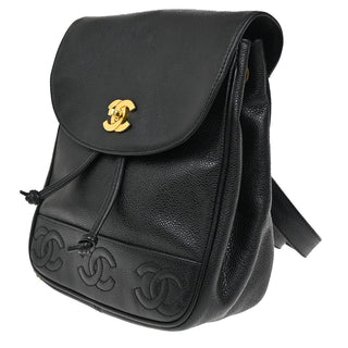 Chanel Vintage Triple Stitched CC Flap Backpack Caviar