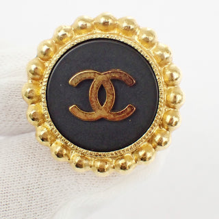 Chanel Vintage CC Logo Round Clip on Earrings Textured Metal
