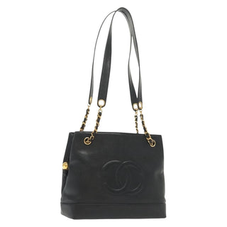 Chanel Vintage CC Logo Chain Tote Caviar