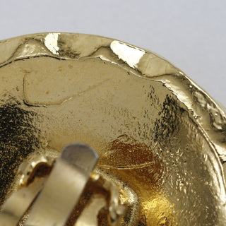 Chanel Vintage CC Quilted Round Button Clip-On Earrings Metal