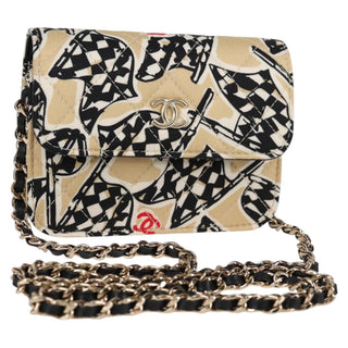 Chanel Flap Card Holder on Chain Quilted Printed Canvas