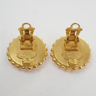 Chanel Vintage CC Logo Round Clip on Earrings Textured Metal