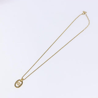 Christian Dior CD Round Pendant Necklace Metal and Crystals