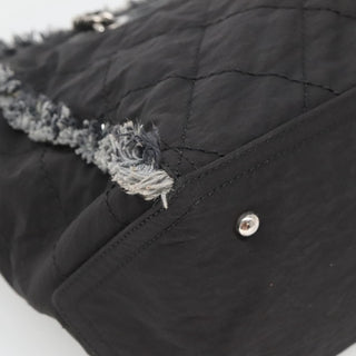 Chanel Logo Chain Tote Quilted Nylon with Tweed