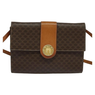 Celine Vintage Macadam Shoulder Bag Canvas and Leather