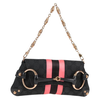 Gucci Horsebit Chain Clutch GG Canvas with Leather