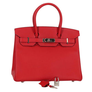 Hermes Birkin Handbag Red Epsom with Palladium Hardware