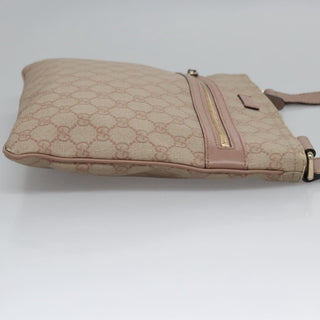 Gucci Front Zip Flat Messenger Bag GG Coated Canvas