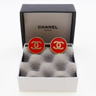 Chanel Vintage CC Round Clip-On Earrings Metal