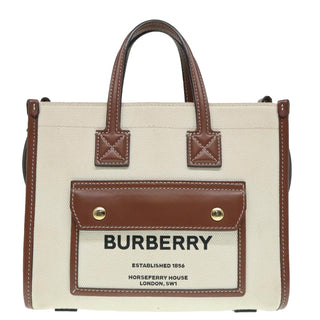 Burberry Freya Shopping Tote Canvas with Leather