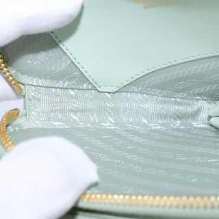 Prada Triangle Logo Zip Around Shoulder Bag Raffia and Leather