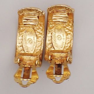 Chanel Vintage Cut-Out Logo Ring Drop Clip-On Earrings Metal