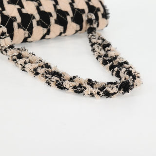 Chanel Classic Single Flap Bag Quilted Houndstooth Tweed and Ribbon