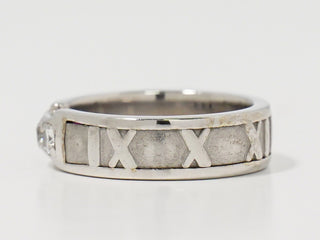 Tiffany & Co. Atlas Band Ring 18K White Gold with Diamonds