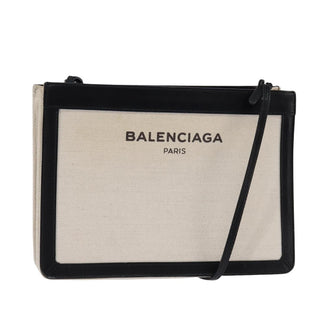 Balenciaga Navy Pochette Canvas and Leather