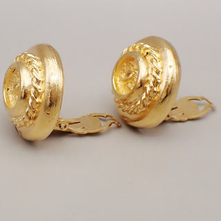Chanel Vintage CC Logo Round Clip on Earrings Textured Metal