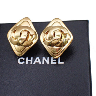 Chanel Vintage CC Diamond Clip-On Earrings Metal