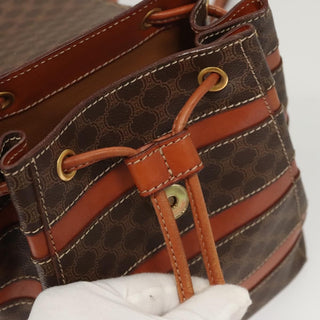 Celine Vintage Drawstring Flap Backpack Macadam Coated Canvas