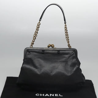 Chanel Kisslock Chain Frame Shoulder Bag Glazed Calfskin
