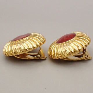 Chanel Vintage Round Clip-On Earrings Metal with Gripoix