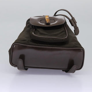 Gucci Vintage Bamboo Backpack Nylon and Patent Leather