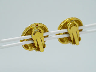 Chanel Vintage Round Clip-On Embellished Metal with Faux Pearl