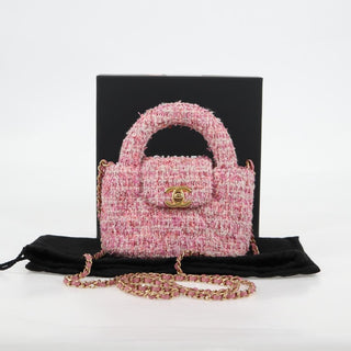 Chanel Kelly Top Handle Shopping Bag Quilted Tweed