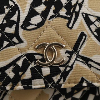 Chanel Flap Card Holder on Chain Quilted Printed Canvas